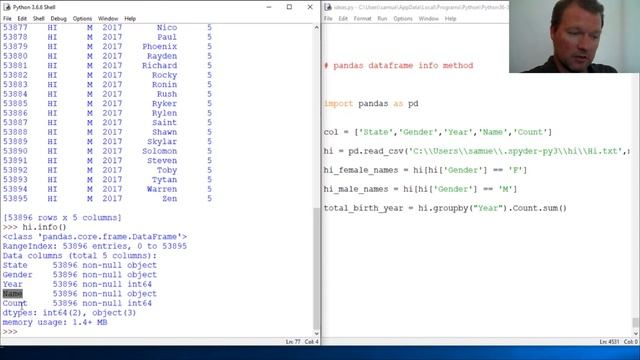Python Basics Pandas Dataframe Info Method