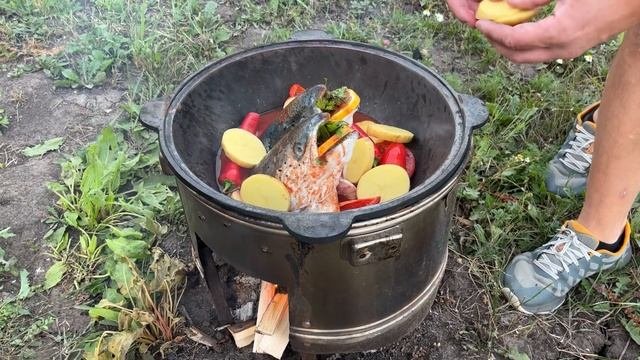 Очень вкусное блюдо в казане из голов сёмги / Креветки Скампи гриль / По рецепту Жоржа