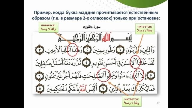 Урок 36. Естественное удлинение в словах (المد الطبيعي الكلمي). 3 варианта прочтения.
