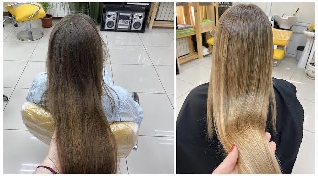 Растяжка цвета в карамельных, золотистых тонах  / колорирование. Stretching color in warm colors