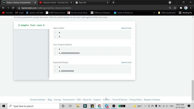 Python division : HackRank Solution