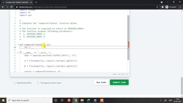 #3 Compare the Triplets | Problem Solving | Hackerrank | Python