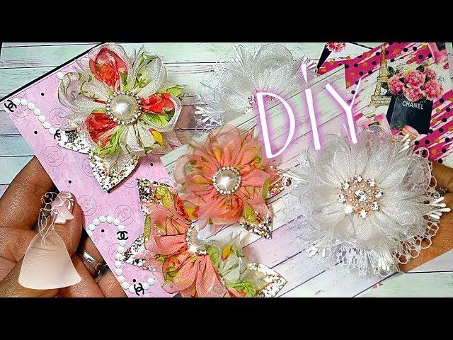 #Dyi#МкЛюбимая капризная органза ,цветы камелии из органзы легко и красиво ,школьные бантики