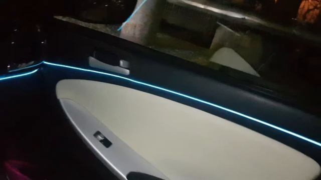 Установка неоновой подсветки салон Hyundai Solaris смотреть онлайн