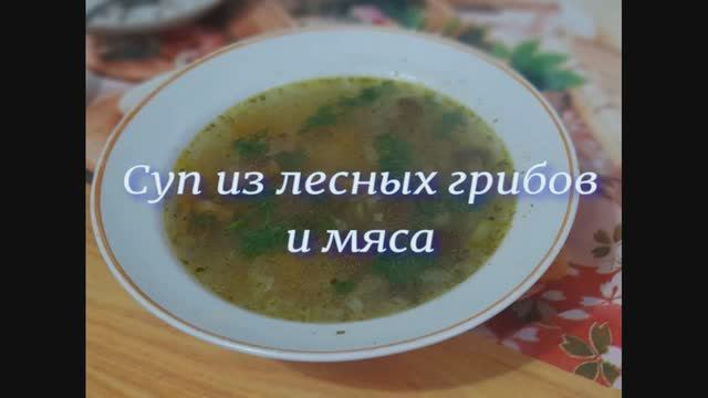 Суп из лесных грибов с мясом