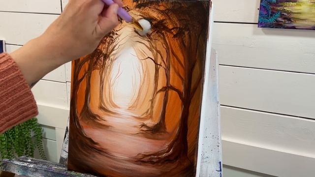 Acrylic Painting Tutorial ? How To Paint Chocolate Forest смотреть онлайн