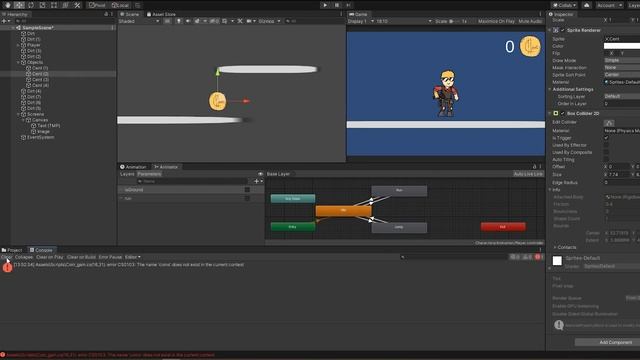 Уроки по Unity /2/ 2D Платформер: Рывок и Сбор Монет
