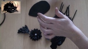 Flower Kanzashi Master Class hand made DIY Tutorial Канзаши МК Ободок для костюма вороны