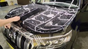 Полиуретановая пленка на авто Toyota LC Prado. Как клеить полиуретановую пленку на капот.