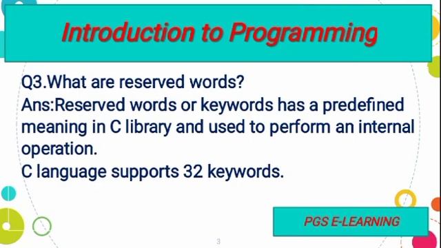 Reserve words or keywords in c language || list of reserved words || class 10 computer