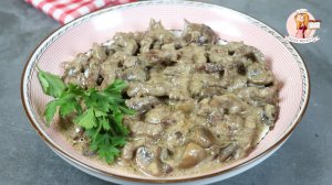 БЕФСТРОГАНОВ из ГОВЯДИНЫ с ГРИБАМИ со СМЕТАНОЙ, рецепт классический бефстроганов со сметанным соусом