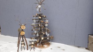 Креативная Елка и Олень из веток.