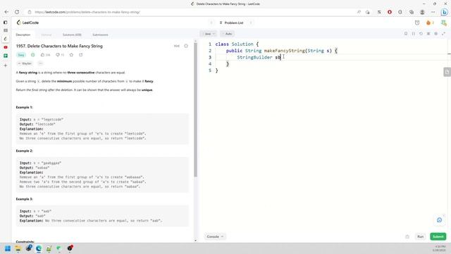 LeetCode 1957 | Delete Characters to Make Fancy String | Array | Debug | Java смотреть онлайн
