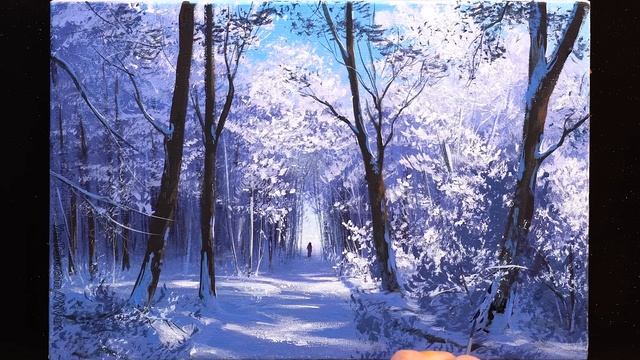 ? Acrylic Landscape Painting - Forest Winter / Easy Art / Drawing Lessons / Satisfying Relaxing. смотреть онлайн