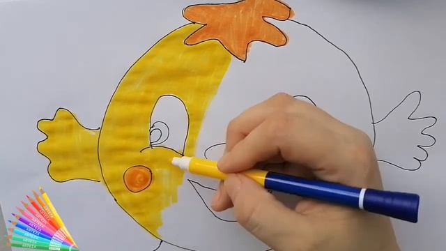 Как нарисовать колобка. Для детей. Раскраска. смотреть онлайн