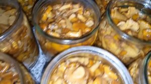 Маринованные лисички в автоклаве.