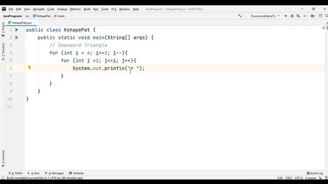 Pattern 16 - Java program to print K Shape Star Pattern || Java Pattern Programs