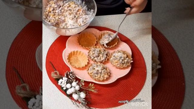 Новогодний салат в тарталетках смотреть онлайн