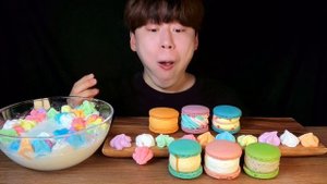 SUB) ?스쿱당 마카롱 & 머랭쿠키탕 먹방 ASMR 뚱카롱의 정석!! FAT MACARONS & MERINGUE COOKIE WITH MILK MUKBANG ASMR