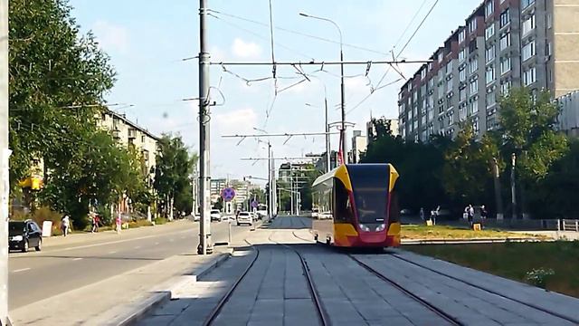 испытания новых трамвайных вагонов 71-911ЕМ «Львёнок» в Екатеринбурге смотреть онлайн