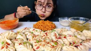 Eating Momo, Spicy Maggi | Dumplings Mukbang | Big Bites | ASMR Eating | Mukbang | Nepali Momo