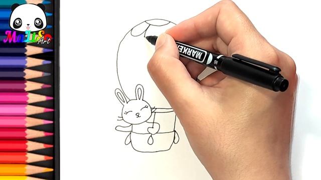 Как нарисовать ЗАЙЧИКА на воздушном шаре просто | Рисуем зайку | How to draw a bunny / rabbit