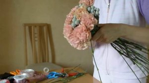 Свадебный букет из гвоздики - Как сделать? часть 3