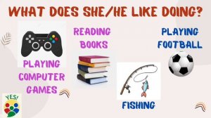 What does she/he like doing? 3.Likes/dislikes+verb+ing. She likes cooking. He doesn't like fishing.