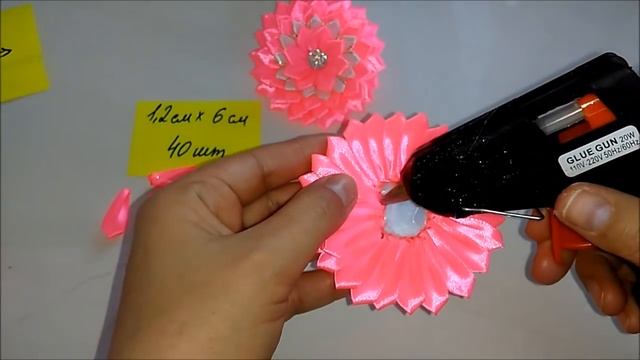 Бантики Канзаши из атласных лент 1,2 см  МК / Cans of Kansas satin ribbons 1.2 cm MK