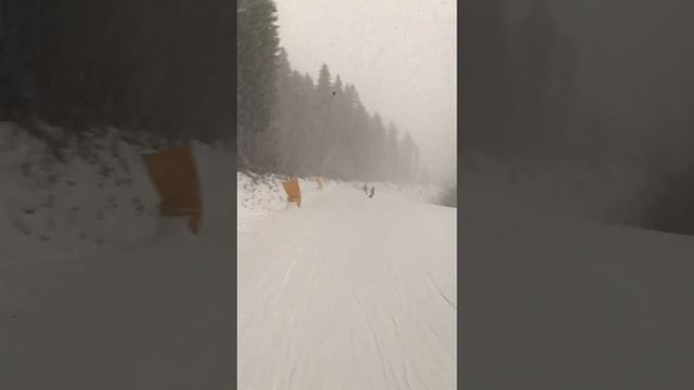 На сноутборде в Буковеле. Снежная погода