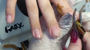 Выкладной аквариумный френч/Наращивание на бумажных формах/Арочный миндаль