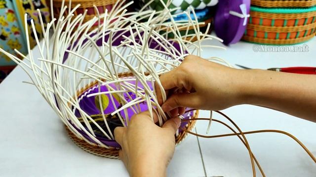 如何用藤条编织简单收纳筐，教程一步一步展示#craft #diy #handmade