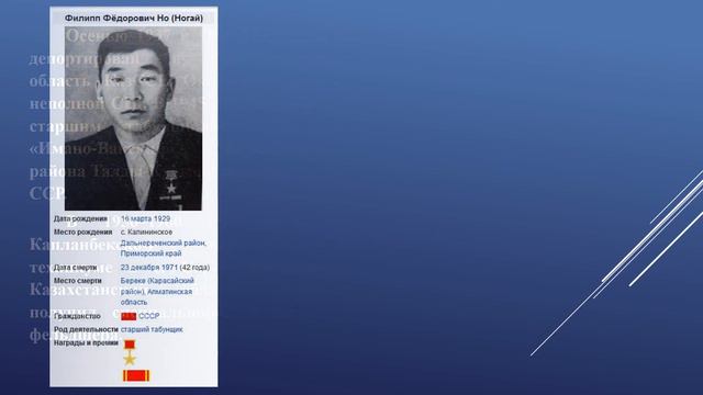 Видео-Энциклопедия корё сарам. Герой Социалистического труда Но Филипп