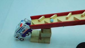 Marble Run Race ☆ HABA Slope & Retro Makita Truck, Garbage Truck Long Version #15