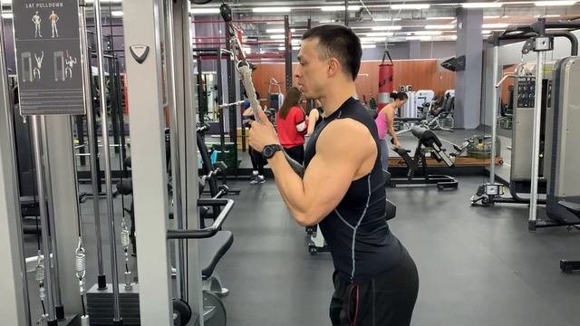 Разгибание рук в блоке с канатом разведение в стороны смотреть онлайн