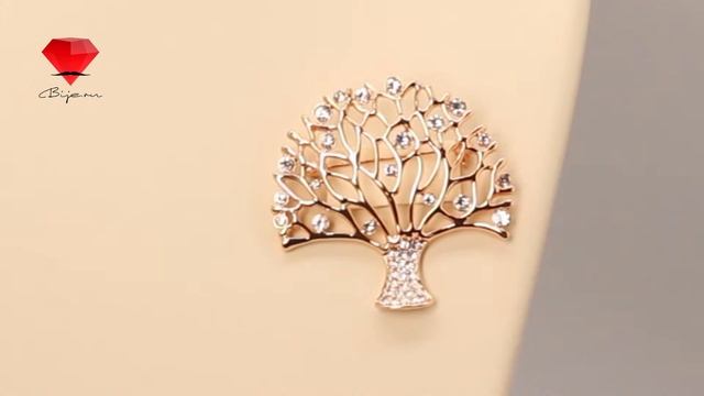 Bije.ru: Брошь в виде дерева с покрытием розовым золотом и фианитами Hallabera (Халлабера) смотреть онлайн