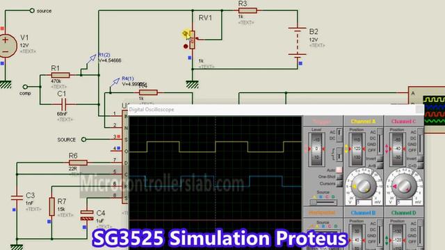 (Demo) SG3525 Pulse width modulation controller IC Proteus Simulation