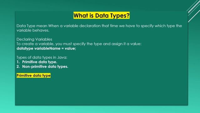 Java Variables and Datatypes