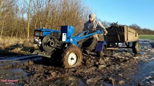 ВОТ ЭТО ПОПАЛ ! ПОЕЗДКА ЗИМОЙ ЗА ДРОВАМИ ТЯЖЁЛЫМ ДИЗЕЛЬНЫМ МОТОБЛОКОМ KENTAVR