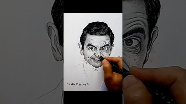 portrait with graphite pencil/ hyper Realistic Portrait/Mr bean portrait