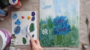Рисование акрилом | Полевые цветы