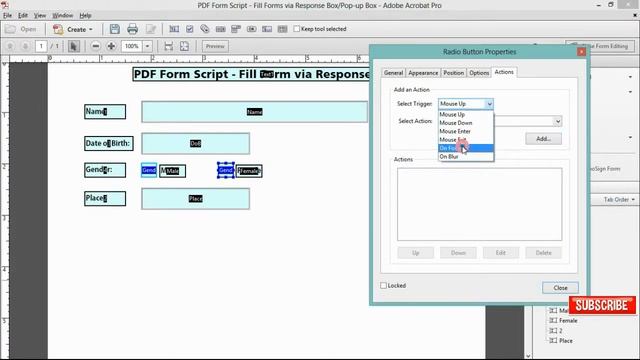 PDF Form Script  -  Fill Form via Response Box / Pop up Box