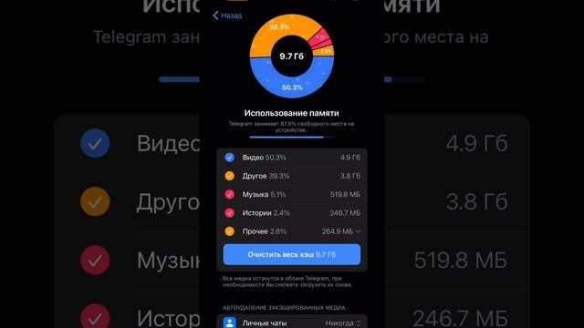 Как почистить КЭШ в Телеграмм с Айфона . Видео инструкция для новичка смотреть онлайн