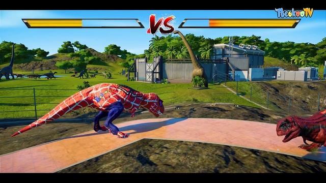 10 SpiderMan Tyrannosaurus Vs 10 Deadpool Carnotaurus Dinosaurs Fight ?Jurassic World Evolution смотреть онлайн