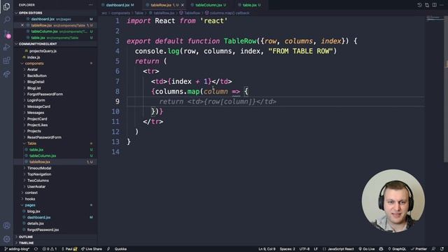 How to build a table with React JS  [ Building best web development projects for resume live ]