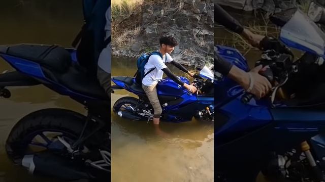 Exhaust mein Pani chal gaya R15 V4 #yamahar15 #youtubeshorts #shorts