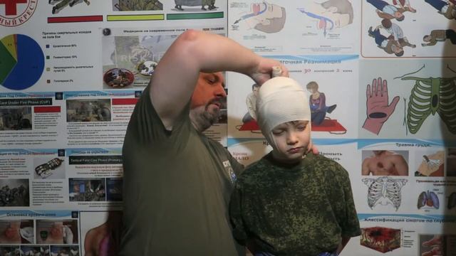 0045 Повязка на голову эластичным бинтом