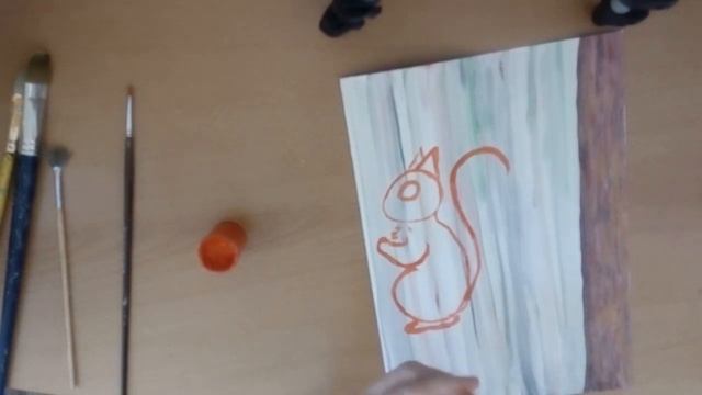 Как нарисовать белку гуашью (правополушарное рисование)