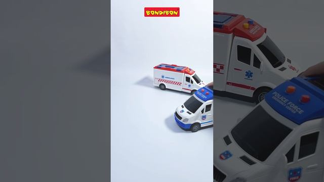 Инерционная машина "СКОРАЯ ПОМОЩЬ" с носилками, свет, звук, открываются двери, люки, BONDIBON