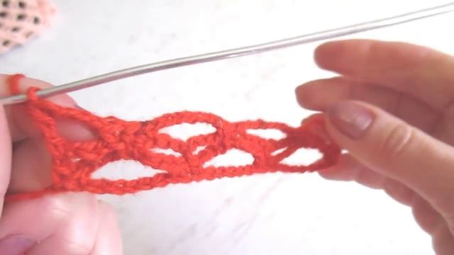 Узор сеточка (вязание крючком). Mesh pattern (Crochet).